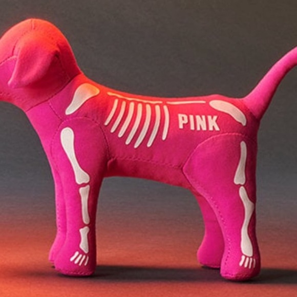 🔥VS Pink htf black  skeleton outline plush dog NWT - Picture 3 of 4